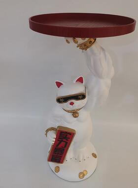 现代落地摆件 托盘暴富猫 家居创意 轻奢树脂 工艺品