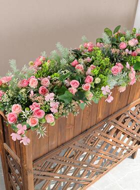 彷真假花绿植装饰花箱花槽样品屋展示中心饭厅隔断套装塑料绢花长