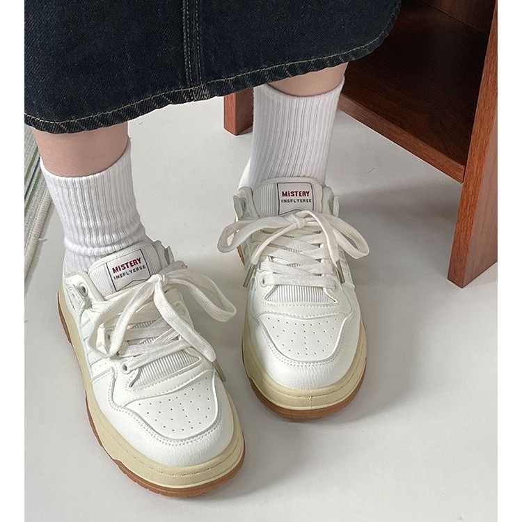 复古增高女款2025秋季新款学生厚底小白鞋运动休闲鞋板鞋 - 图3