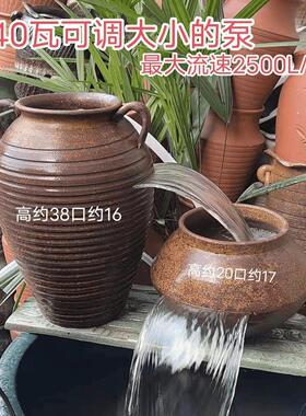 流水花盆鱼缸流水罐古法养鱼水循环过滤流水摆件水泵瀑布流水