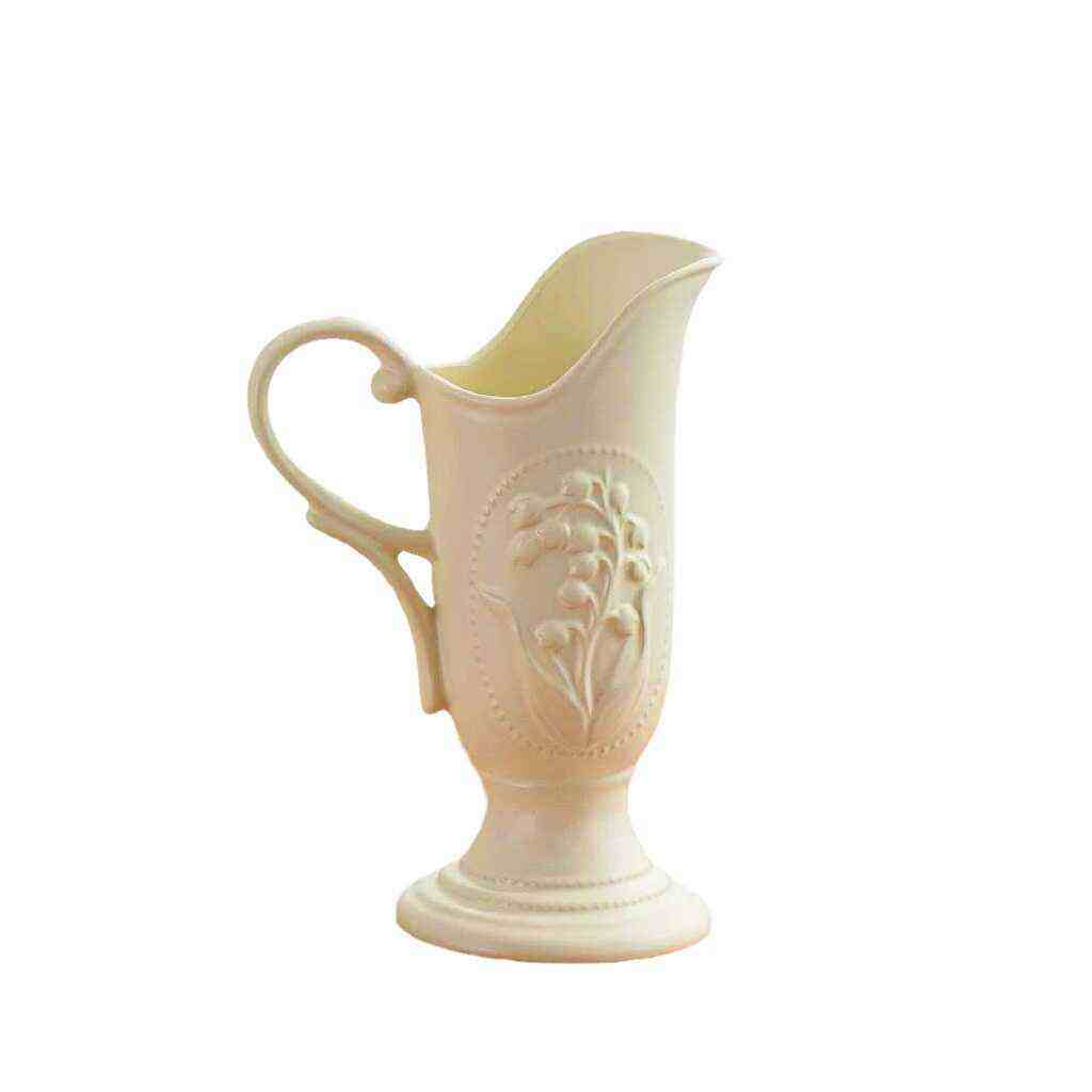 欧式复古铃兰花浮雕艺术陶瓷花瓶高级感摆件客厅餐桌装饰花器,淘宝优惠券,粉丝福利购,淘宝优惠卷