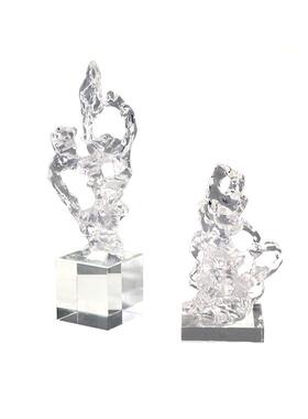 新PZ829简约塑透明抽象人物雕摆件样板间中书房电视柜家居太湖式