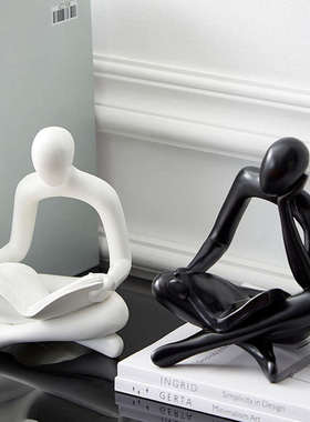 现代简约抽象艺术设计师摆件北欧创意书架书挡家居客厅酒柜装饰品