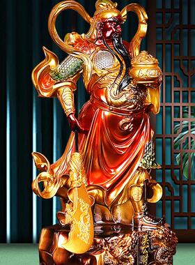 横刀关二爷九龙关公像摆件武财神供奉神像关羽办公室招财开 业礼