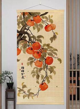 竹艺挂画中式走廊入户客厅书房茶室禅意背景墙装饰画竹帘挂画定制