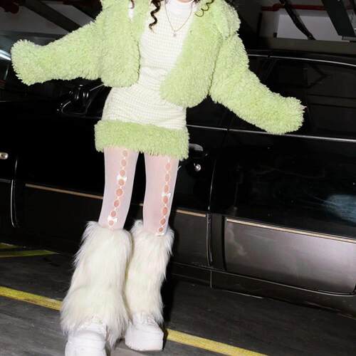 Furry Leg Warmers Y2K Goth White Faux Fur Leg Warmers Boot v - 图1