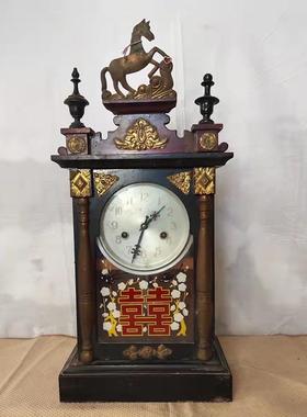 老式钟表老物件老座钟挂钟圆头钟马头钟旧货客厅收藏摆件影视道具