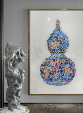 福禄临门珐琅彩装饰画轻奢玄关走廊壁画高档入户门厅艺术挂画葫芦
