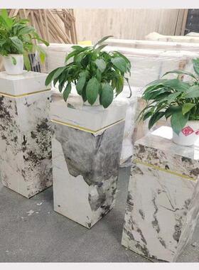 新款轻奢岩板花架底座摆件家居客厅酒店会所前台展厅高级展示台