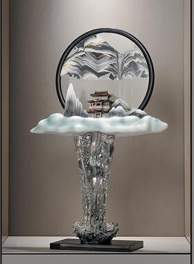 流水生财假山大号流沙画摆件客厅入户玄关造景办公室高级感装饰品