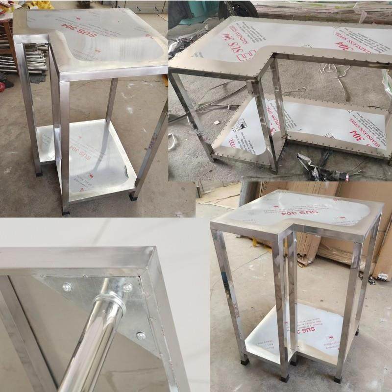 定制厨房不锈钢直角工作台商用打荷台灶台操作台饭店切菜案板桌子,淘宝优惠券,粉丝福利购,淘宝优惠卷