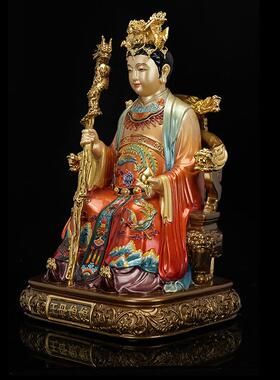 纯铜像彩绘玉帝王母铜像家用神像玉皇大帝王母娘娘铜像供奉摆件