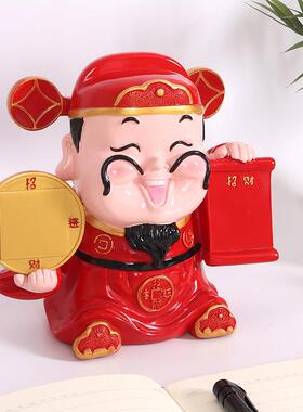 家居摆件财神爷门店收银台桌面装饰招财进宝财神树脂工艺品中式