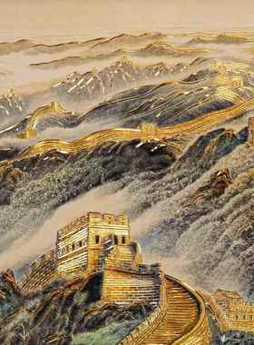 高档》铜雕画画 摆台《万里长城饭厅书房现代禅意中式玄关客厅头