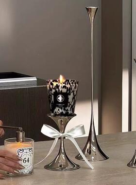 简约件轻奢高级感银色饰烛台摆样板间楼处客售厅餐厅餐RIK厅软装