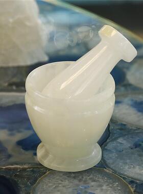 天然水晶阿富汗玉石捣蒜器大理石臼蒜臼子花椒胡椒捣碎罐家居摆件