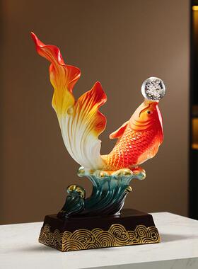 中式年年有余鱼摆件客厅家居酒柜办公室乔迁新居招财装饰富贵有余