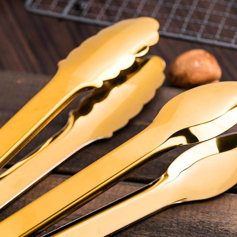不锈钢食品夹子厨房煎牛排专用面包夹水果分菜食物烧烤烤肉夹金色,淘宝优惠券,粉丝福利购,淘宝优惠卷