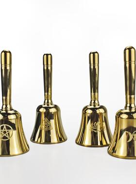 三相月五芒星摆件黄铜手摇铃tarot仪式冥想周边金属铃铛跨境外贸