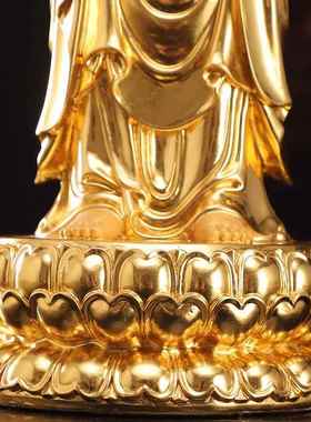 高档圆通佛地具地藏菩萨站家像供奉汉白玉王贴金藏菩萨佛像用供佛