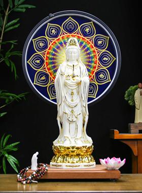 净瓶观世音菩萨像南海观音站立像家用供奉装饰佛像投射灯禅意摆件