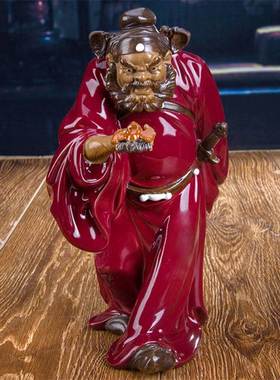 石湾公仔陶瓷雕塑乔迁新居新家客厅玄关风水摆件引福归堂天师钟馗