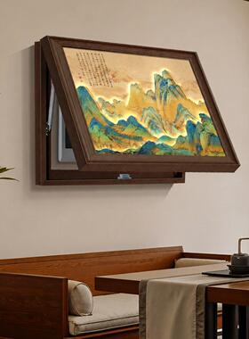 新中式电表箱装饰画千里江山图翻盖式弱电箱遮挡挂画级古风壁画