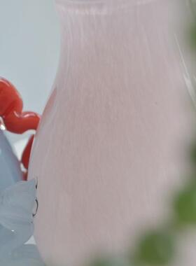 法式中古小口大肚子玻璃花瓶ins氛围桌面电视柜软装水培彩色花瓶