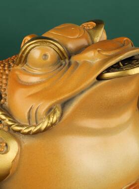 铜金蟾摆件三足蟾蜍开业礼品前台送礼店铺金蝉铜器工艺品