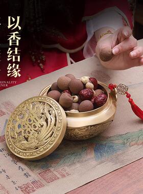 结婚铜火炉庆用品黄铜香炉新娘陪嫁妆旺夫火囱火铳手炉火冲旺盆炉