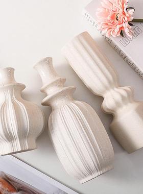 新款ins陶瓷白色素烧花瓶创意酒店玄关水培花插客厅家居摆件定制