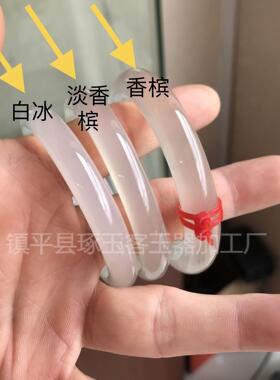 2026原色无烧马达加斯加圆条玛瑙手镯冰种香槟玉髓镯子荔枝冻圆条
