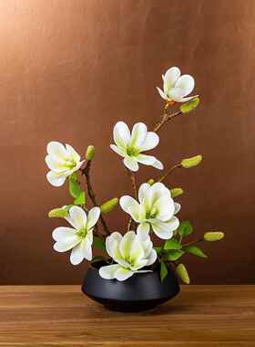 高端人造花白玉兰现代简约客厅餐桌花上中档艺术饰品假花