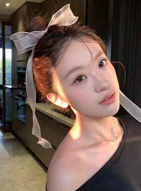 神仙藤井树同款超仙白色网纱飘带蝴蝶结发夹女后脑勺顶夹头饰发饰