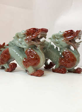 钰程本命年玉器 28厘米岫玉石青龙吉祥生肖太极龙工艺品摆件