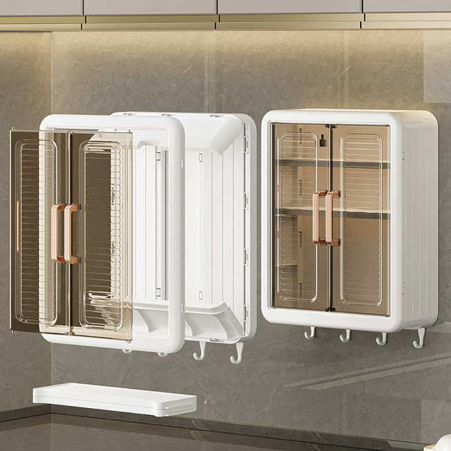 Multifunctional kitchen storage rack without punching corner storage rack multi-layer dustproof storage cabinet box wall-mounted seasoning rack