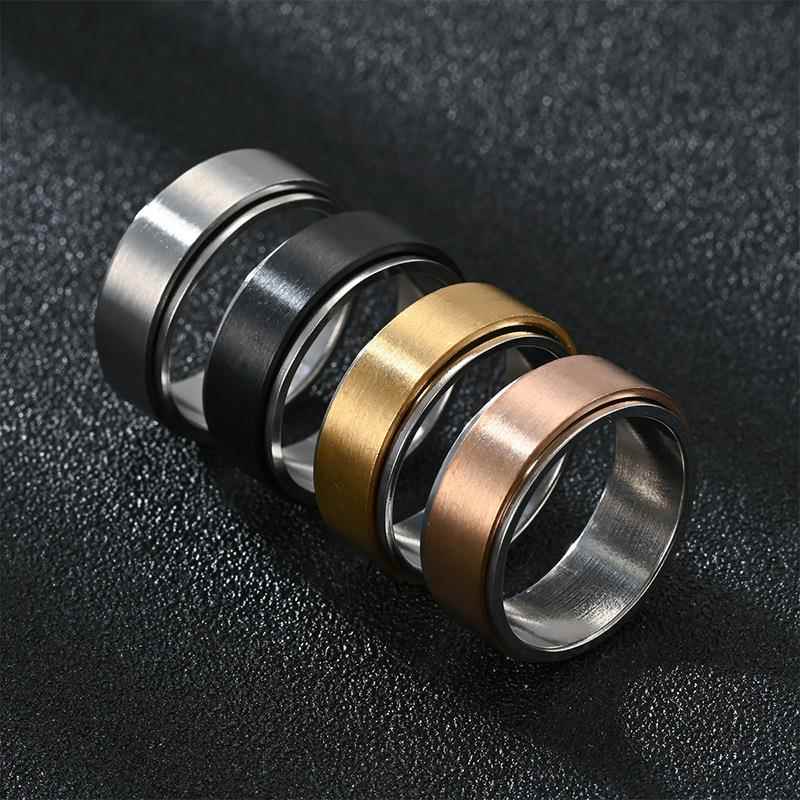 European and American diamond jewelry Amazon cross-border new product 8mm blank titanium steel rotating ring for anti-anxiety and stress reduction