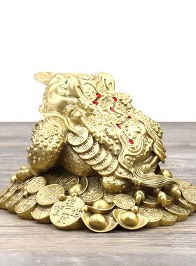 纯铜金蟾招财聚财摆件三足蟾蜍金蝉店铺办公室装饰客厅开业礼品