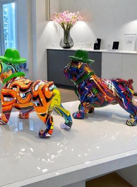 好看的摆件高端大气上档次摆件炫彩转印带帽站立法斗家居办公桌送