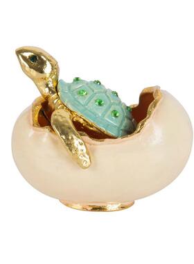 小巧珐琅彩蛋壳海龟首饰盒精致金属首饰盒小型家居摆件