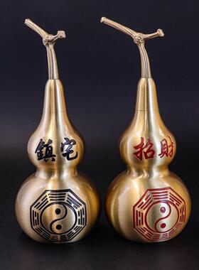 黄铜百福葫芦招财纳福葫芦麒麟葫芦办公室桌面玄关工艺铜摆件