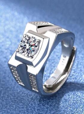 925 Sterling Silver Rings For men Shining crystal adjustable