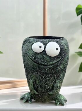跨境热卖创意青蛙搞怪表情树脂个性青蛙款家居庭院花园花盆装饰摆
