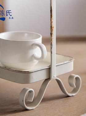 法式创意式时尚零双层水果干果食纳A2579小托盘美做旧铁艺装收饰