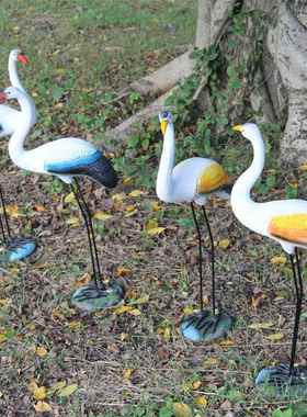 小白鹭玻璃钢雕塑仿真鸟类仙鹤摆件户外田园假山水池湖边招财装饰