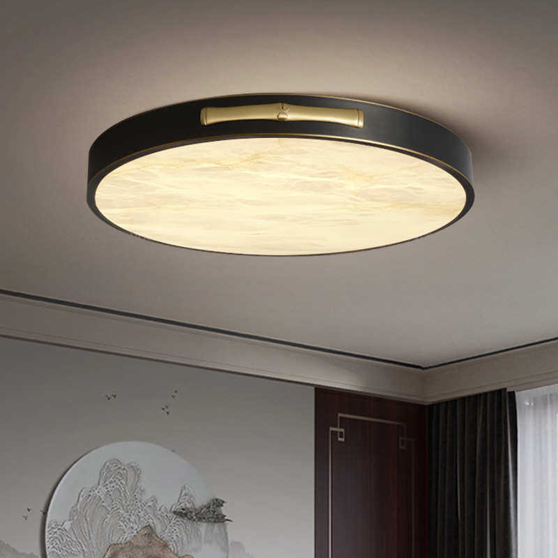 全铜云石吸顶灯新中式简约轻奢后现代卧室书房圆形方形阳台过道灯,淘宝优惠券,粉丝福利购,淘宝优惠卷