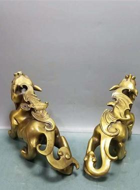 黄铜貔貅黄铜蝙蝠貔貅家居客厅办公室金属工艺品摆件