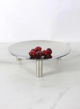 现代形简约8251创意不锈钢盘圆镜面托收装纳软装摆件客厅茶几桌面