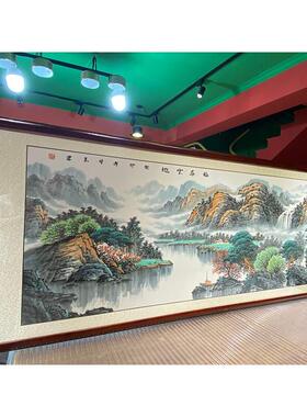 纯手绘山水画 画国画 画办公室沙发背景墙装饰画 画聚宝盆福居宝