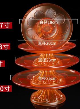 沐恩胶琉璃果盘莲花供盘家用水果贡盘果碟佛具厂家